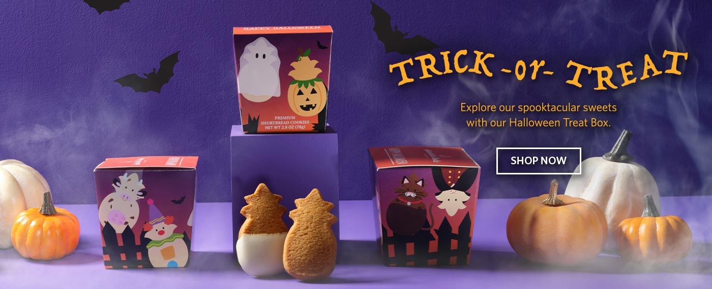 Trick-or-Treat! Explore our spooktacular sweets with our Halloween Treat Box. Shop Now.