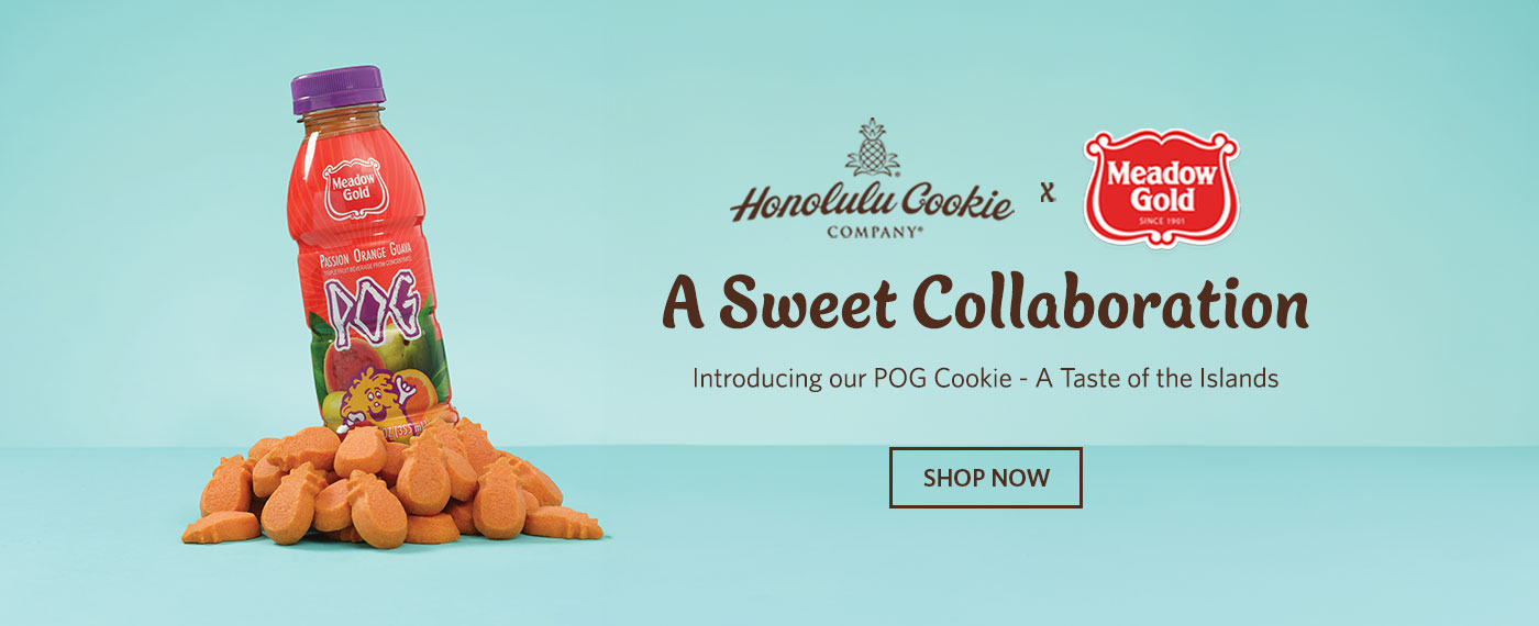 Honolulu Cookie x Meadow Gold Hawaii - A Sweet Collaboration! Introducing our POG Cookie ? A Taste of the Islands. Shop Now.