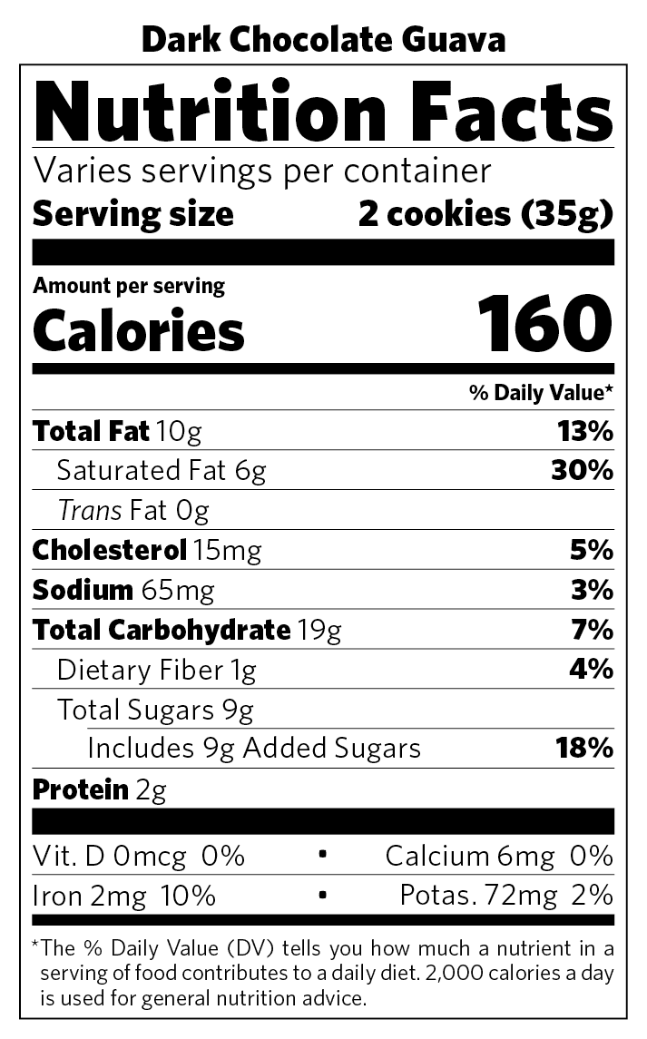 Nutritional Facts-Cookie Gifts-Honolulu Cookie Company